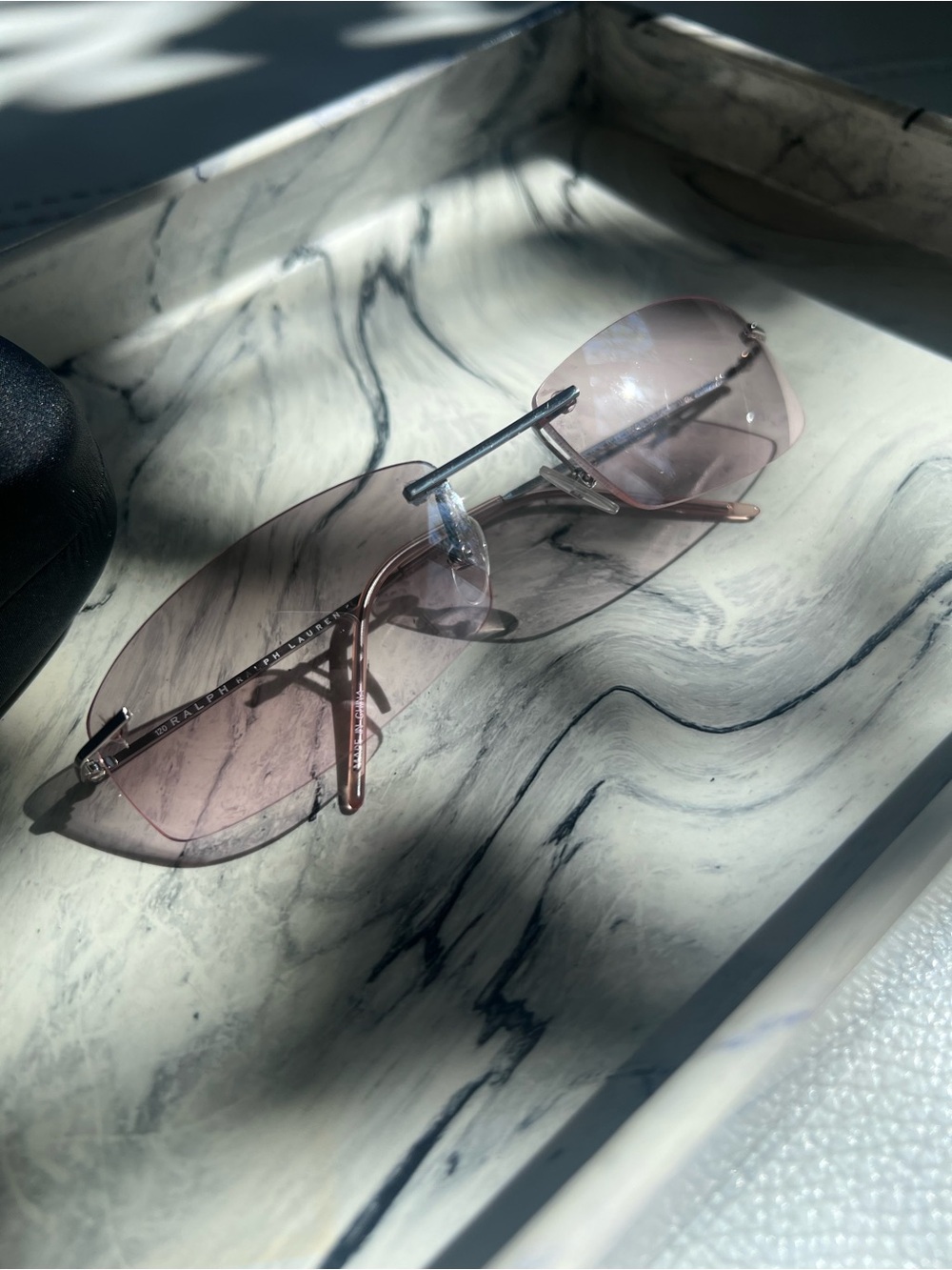 Lauren Ralph Lauren Rimless vintage 7500 Sunglasses with Pink Gradient Lenses
